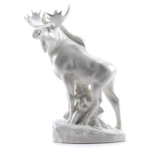 Large Lomonosov Blanc de Chine Porcelain Moose - USSR - 20th Century - Marked - Picture 1 of 12