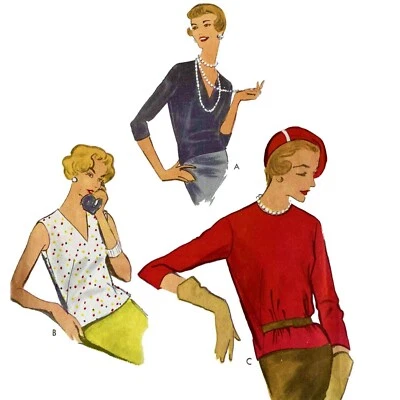 Vintage 1950s Pattern – Three Style Tops, Over-blouses - Bust 34” (86.4cm) - Image 1 of 4