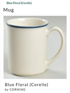 Corning Corelle Blue Floral Mug (beige with blue band) EUC - Picture 1 of 4