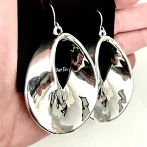 NWT Gorgeous E&L Made in Israel sterling silver electroform Dangle Hoop earrings - Picture 1 of 12