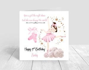 Personalisierte Geburtstagskarte Ballerina Handarbeit Tochter Schwester Cousine Freund 1286 - Bild 1 von 3