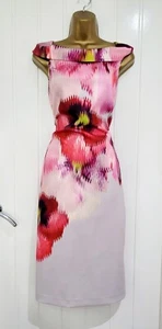 TED BAKER size 14 / 4 Gorgeous pinks off shoulder stretch bodycon floral dress - Picture 1 of 7