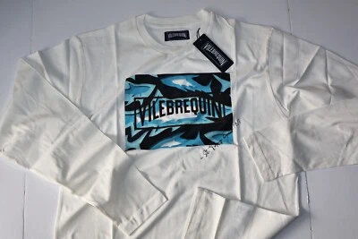 Vilebrequin T 恤 Requins 3D St Tropez Off White Crew LS 全新 XX 大号 XXL — 第 1/4 张图片