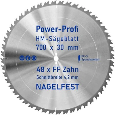 AZPROF® HM-Kreis-Sägeblatt 700 x 30 mm 48 Zahn FF nagelfest mit Spanabweiser Brennholz