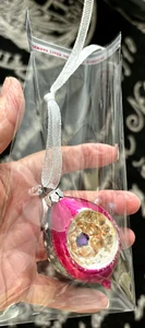 MCM Vintage rosa blau mundgeblasen Quecksilber Glas Glitzer Mini Einzug Kugel Christbaumschmuck - Bild 1 von 9