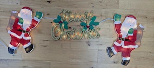 Decorazione Vintage Illuminata Auguri di Buon Natale con Babbo Natale Sventolanti - Foto 1 di 8