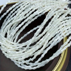Natural Bamboo Shape Horseshoe Snail Pearl Shell Loose Beads for Necklace Making - Picture 1 of 11
