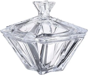 Crystalite Bohemia S008-575 Lead-free Crystal Bowl with Lid 7.5" x 7.5" - Picture 1 of 1