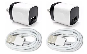 2x Wall Charger Adapter + USB Data Sync Charging CableFor iPhone 6s 7 8 Plus XS - Picture 1 of 3