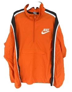 VTG Y2K Nike 1/4 Zip Anorak Windbreaker Pullover Orange Black Swoosh Med M - Picture 1 of 5