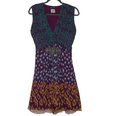 Vestido antigo Batik de seda com miçangas Yuka V Art Ho tamanho M - Imagem 1 de 4