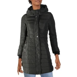 Nanette Lepore Women's Quilted Mid-Length Puffer Coat Jacket W/ Foldover Hood L - Picture 1 of 10