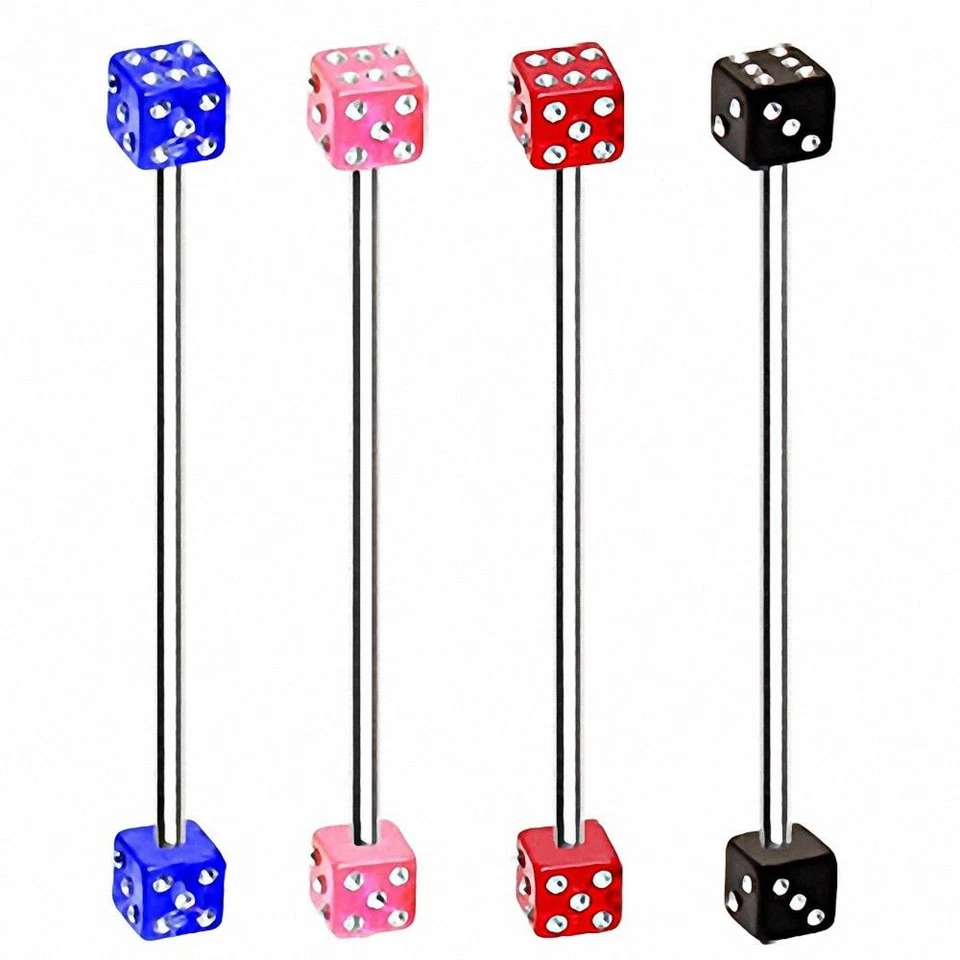 Industrial Ear Piercing Dice with Rhinestones - Image 1 of 1