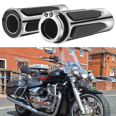 Chrome 1" Motorcycle Handlebar Hand Grips For Triumph Speedmaster Thunderbird - Image 1 of 4