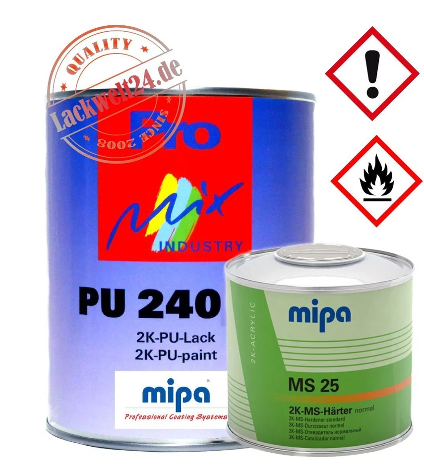 Mipa 2K Lack VW/Audi (9801) UPS Braun, (1kg) + 0,5 Ltr. Härter MS25 - Bild 1 von 1