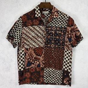 Camisa Wallace Barnes Para Hombres Mediana Batik Retazos Manga Corta Campamento Botón J Crew - Imagen 1 de 11
