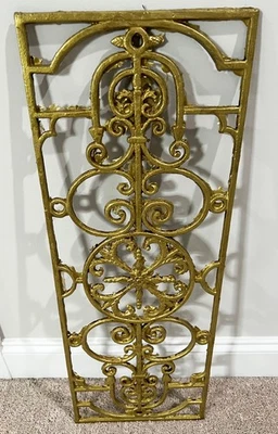 Antique Regency Rococo Cast Wrought Iron Window Grille Grate Panel Wall Garden - Image 1 of 4
