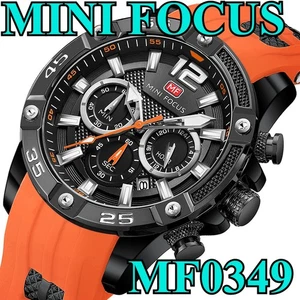 MINI FOCUS Men Watch Chronograph Big Case Silicone Calendar Sport Watches - Picture 1 of 14