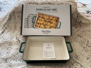 Martha Stewart  Collection Green Enameled Cast Iron Baker 9 1/2x13x3 New In Box - Picture 1 of 9
