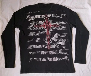 Vintage Y2K MMA Elite Shirt Black Gothic Cross Long Sleeve Thermal Mens XXL  - Picture 1 of 10