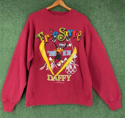 Sudadera De Colección Años 90 Looney Tunes Pato Lucas Estilo Libre Esquí EE. UU. Juegos Olímpicos Hombres Grande Foto 1 de 4