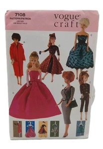 Vogue Craft Pattern 7108 Fashions Barbie Retro 11.5" doll Collection UNCUT - Picture 1 of 3