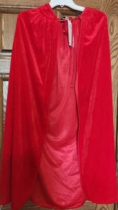 Costume Bigxian Rinascimento Fiera Fata Mantello Velluto Rosso Cappuccio Mantello Nuovo 37” - Foto 1 di 5