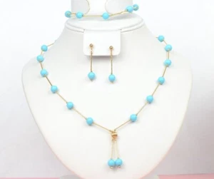 14k Yellow Gold 3pcs Set: Necklace, Bracelet, Earrings - Picture 1 of 10