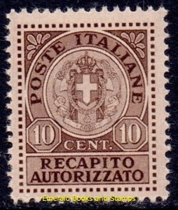 EBS Italy 1930 - Authorised Delivery - Arms of Savoy - RA 3 - MNH** - Picture 1 of 1