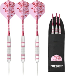 Pink Ladies Steel Tip Darts Set - 22g - Flights, Stems and Wallet - Picture 1 of 7