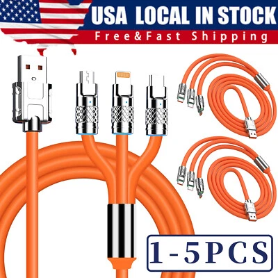 3 in 1 Fast Charging Cable Cell Phone Charger Cord For iPhone Type C Micro USB - Image 1 of 4