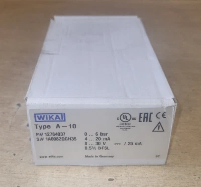 New In Box WIKA A-10 Pressure Transmitter 12784037 0...6BAR 4...20mA *READ*