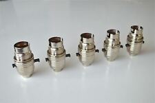 5 SWITCHED NICKEL B22 BAYONET LAMP BULB HOLDER LIGHT SHADE RING 10MM ENTRY L10