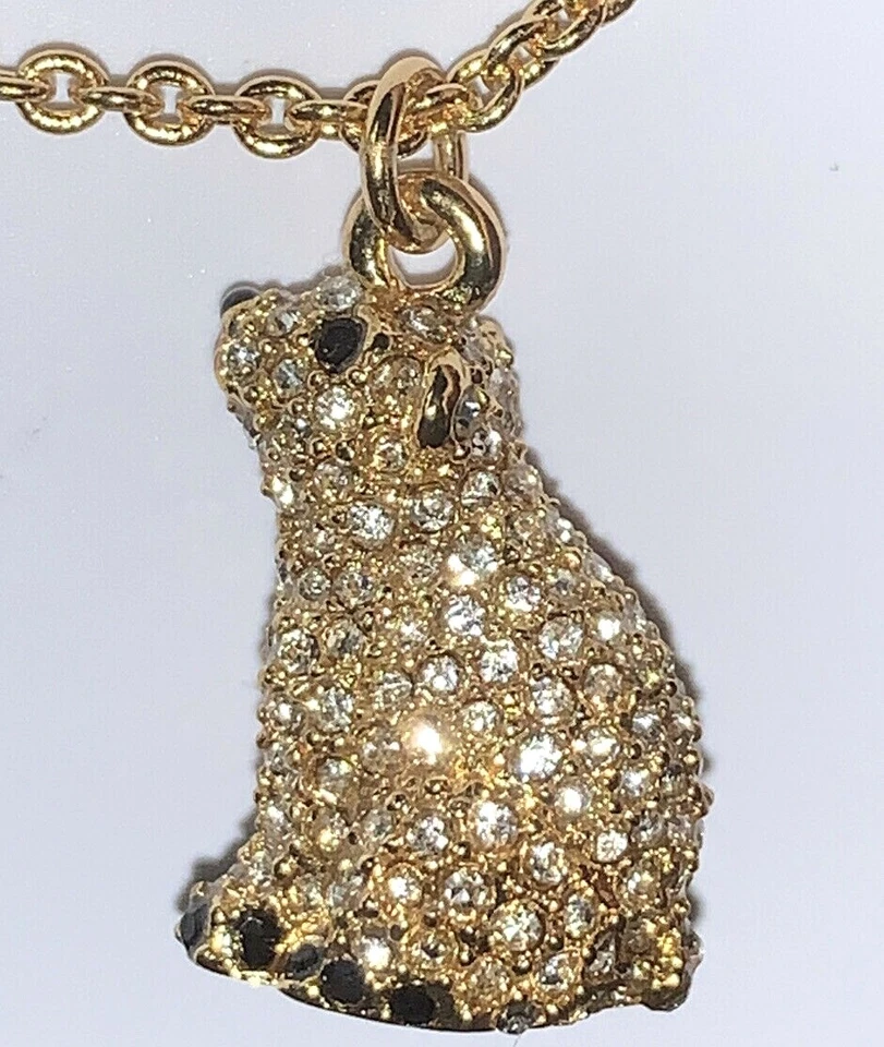 Kate Spade O0ru1597 Cold Comforts Polar Bear Gold Tone Crystals Pendant Necklace