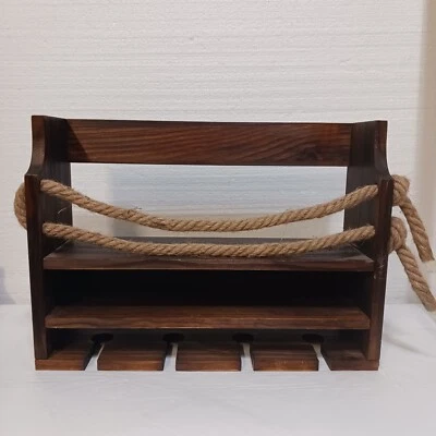 Estante colgante de madera soporte para vidrio rústico primitivo moderno montado en la pared vino  Foto 1 de 4