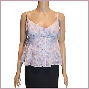 All In Favor Floral Eyelet Camisole NWT Lilac Med - Picture 1 of 9