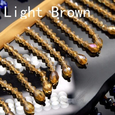 1M Crystal Beaded Fringe Trimming Curtain DIY Edging Ribbon Costume Sewing Decor - Image 1 of 4