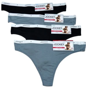 JOCKEY Womens 4-Pair SOFT DURABLE Thong Underwear Panties Supima Cotton Size S - Picture 1 of 4