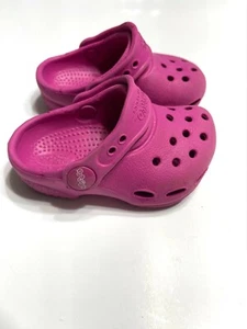 Crocs baby girl slip on rubber clogs pink color size 4-5 - Picture 1 of 9