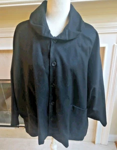 Eskandar feine Schurwolle Tunika Top Jacke Made England schwarz Gr. 1 - Bild 1 von 9