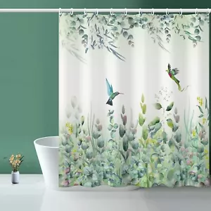 Green Leaf Shower Curtain Emerald Bird Mint Green Shower Curtain -72 "W x 72"... - Picture 1 of 8