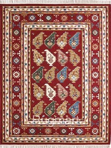 Tribal Nomadic Caucasian Red Handwoven Natural Wool 100% Wool Kilim Rugs Runner - Imagen 1 de 4