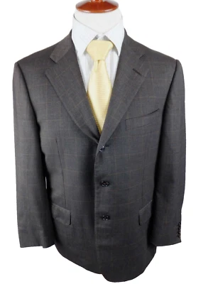 Blazer ERMENEGILDO ZEGNA Marrón Ventana 100% Lana Hombres 52 S Abrigo Deportivo Ajustado Foto 1 de 4