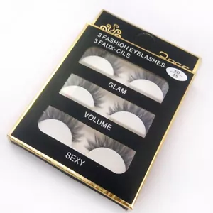 3 paia 100% vero 3D trucco visone croce ciglia finte ciglia fatte a mano - Foto 1 di 12