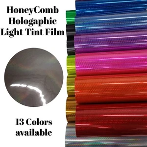 Faro holográfico de panal colmena luz trasera tinte antiniebla película vinilo superposición - Imagen 1 de 28