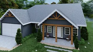 Modern  Farmhouse House  Plan 3 Bedroom & 2 Bathroom With Free Original CAD file - Picture 1 of 9