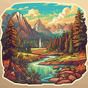 Nature Scene Decal Forest Lake Sticker Decal for Car Truck Window Bumper Graphic - Picture 1 of 12