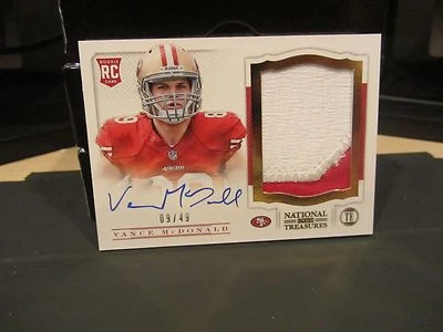 National Treasures Rookie Autograph Jersey 49ers Vance McDonald  09/49  2013 - Image 1 of 4