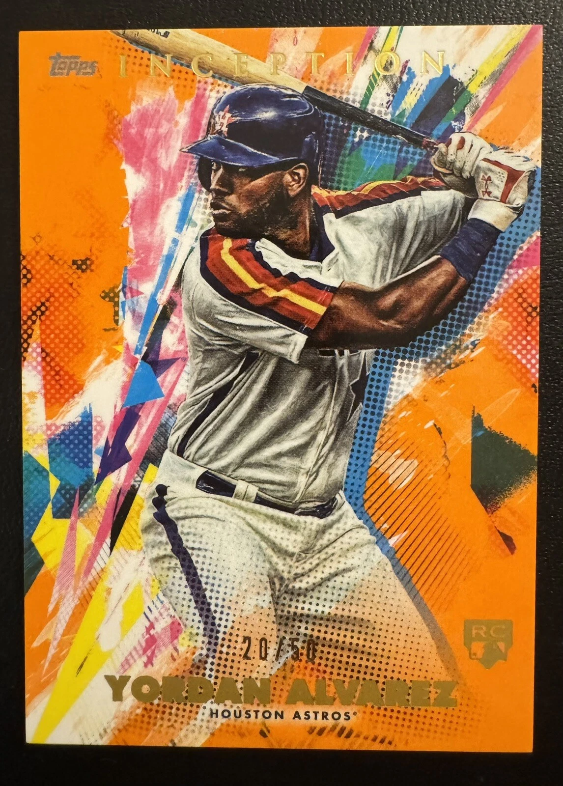 2020 YORDAN ALVAREZ TOPPS INCEPTION ORANGE PARALLEL ROOKIE CARD #/50 ASTROS