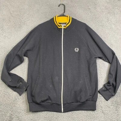 复古 Fred Perry 黑色/黄色拉链毛衣 XL 码针织 Academia Preppy 复古 — 第 1/4 张图片